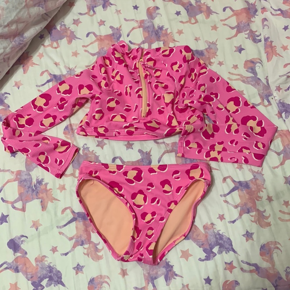 Girls two piece print swimsuit